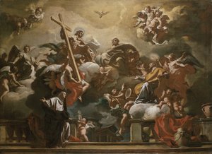 Visione della Trinità con SS. Filippo Neri e Francesca Romana, XVIII secolo